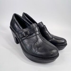 Born Black Leather Mules Chunky Platform Size 10 Goth Whimsigoth Grunge Edgy